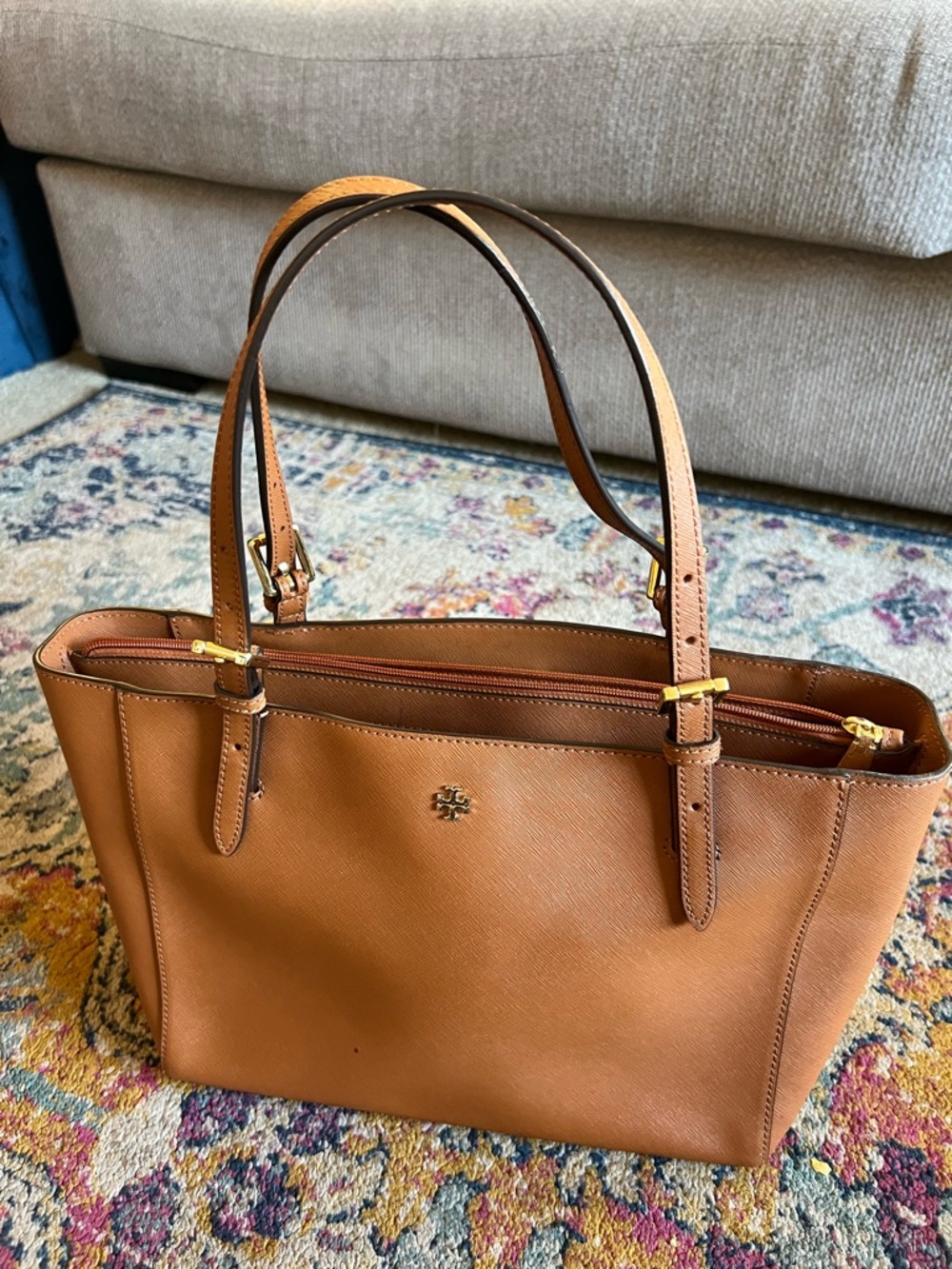 Tory Burch Cognac Leather Shoulder Tote